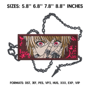 Kurapika Embroidery Design File, Hunter x Hunter Anime Embroidery Design, Anime Pes Design. Kurapika chains